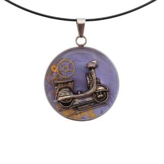 Purple Vintage Scooter Pendant with Steampunk Accents