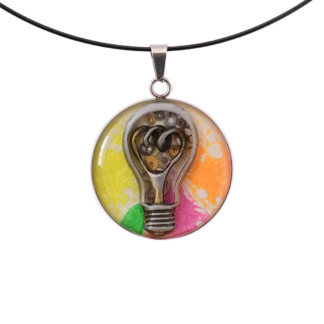 Multicolor Lightbulb Pendant with Steampunk Mechanism