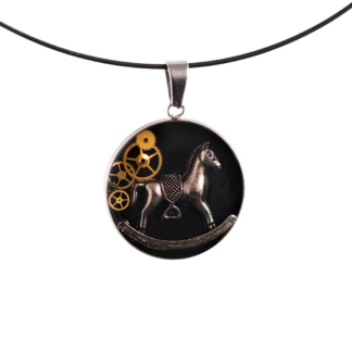 Vintage Black Rocking Horse Steampunk Pendant