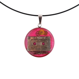 Retro Pink Cassette Mechanical Style Pendant