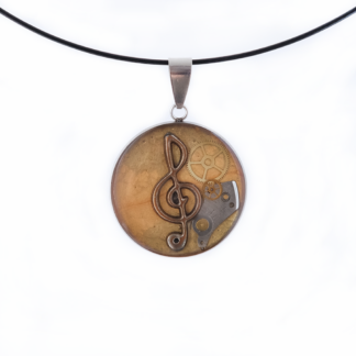 Bronze Treble Clef Mechanical Style Pendant
