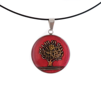 Red Tree of Life Mechanical Art Pendant