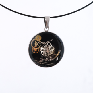 Black Mechanical Owl Industrial Pendant