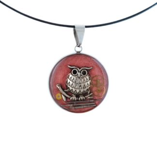 Red Mechanical Owl Industrial Style Pendant