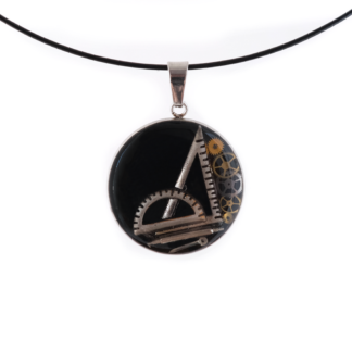 Black Geometric Mechanical Design Pendant