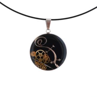 Black Mechanical Lizard Abstract Pendant