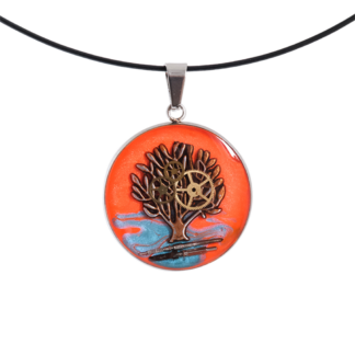 Colgante árbol de la vida industrial sobre base naranja