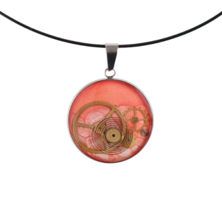 Abstract Watch Gear Pendant on Orange Base