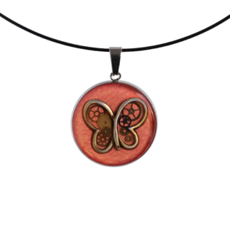 Mechanical Butterfly Pendant on Orange Base