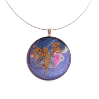 Fantasy Fairy Pendant in Purple Steampunk Resin
