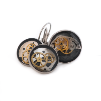 Black Industrial Watch Gear Jewelry Set