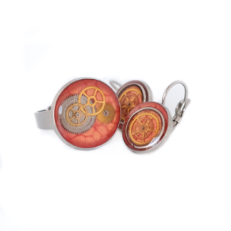 Parure Rouge Mécanique avec Engrenages de Montre