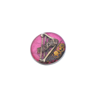 Steampunk Harp Brooch in Pink