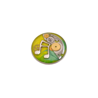 Broche Notes de Musique Industriel en Vert et Jaune