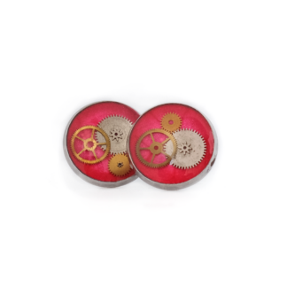 Pink Gear Artisan Stud Earrings