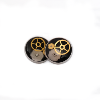 Bold Black Gear Composition Stud Earrings