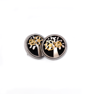 Black Tree of Life Industrial Stud Earrings