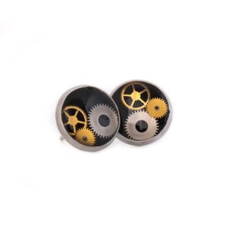 Emerald Mechanical Gear Stud Earrings