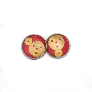 Steel Blue Radial Gear Stud Earrings