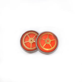 Bright Orange Minimal Gear Stud Earrings