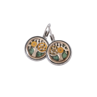 Green Tree of Life Steampunk Drop Earrings