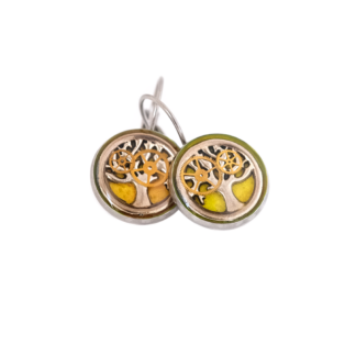 Yellow Tree of Life Industrial Drop Earrings