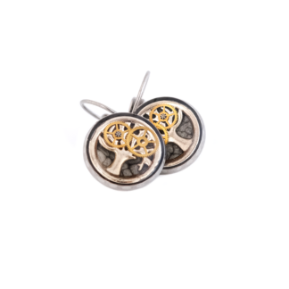 Boucles d’Oreilles Industrielles Grises Arbre de Vie