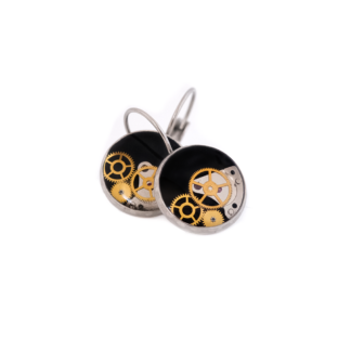 High-Contrast Black Mechanical Drop Earrings