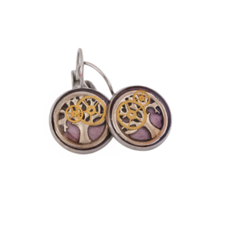 Boucles d’Oreilles Industrielles Violettes Arbre de Vie