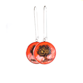 Boucles d’oreilles steampunk orange Arbre de Vie