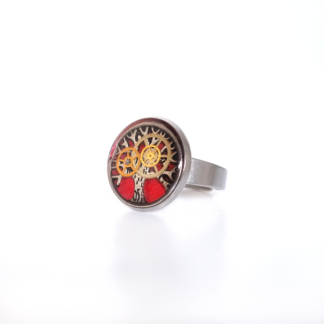 Bague steampunk ajustable rouge Arbre de Vie