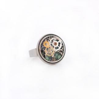 Bague mécanique ajustable verte Arbre de Vie