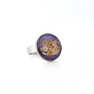 Purple Layered Clockwork Adjustable Ring