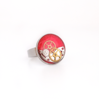 Pink Gearwork Steampunk Ring in Resin
