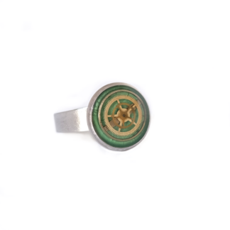 Green Mechanical Resin Steampunk Ring