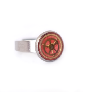 Bague industrielle orange avec roue mécanique en résine