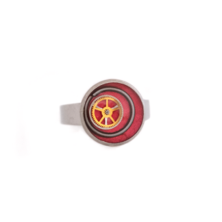 Pink Radial Gear Mechanical Art Ring